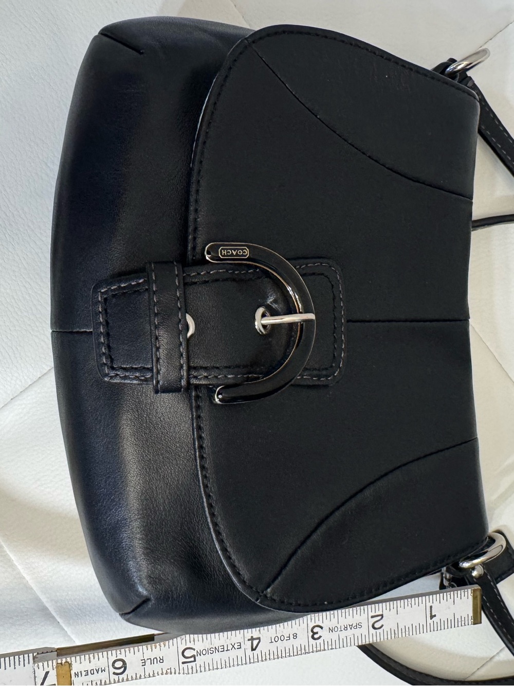 Vintage Coach Black Leather Mini Shoulder Crossbody Bag Y2K - Picture 10 of 11